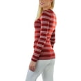 thumbnail image 3 of ToBeInStyle Women's Striped Classic Long Sleeve V-Neck Pullover Sweater - Small - Dark Rust, 3 of 5