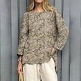thumbnail image 3 of Shirts for Women Baseball Art Print Casual 3/4 Sleeve T Shirts Round Neck Cotton Shirt, 3 of 3