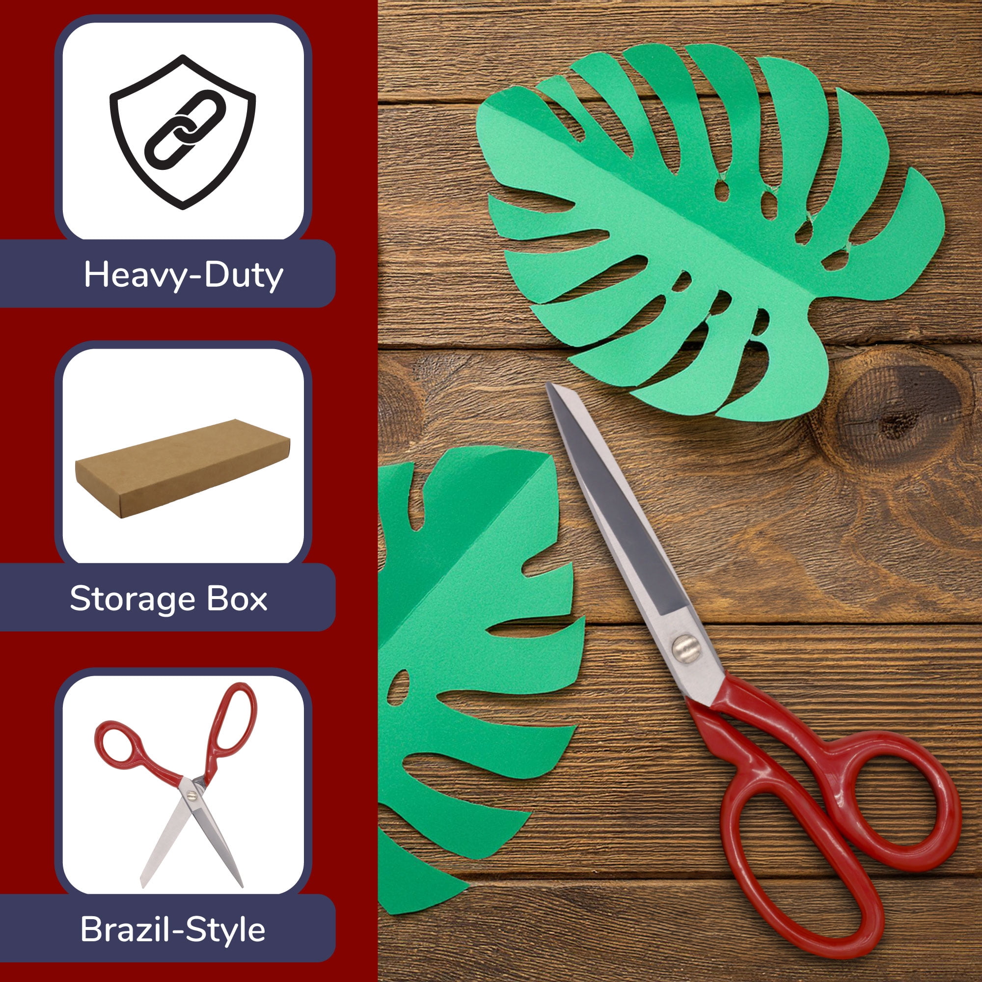 JubileeYarn Brazil Style Fabric Scissors - 8" Red - 3 Scissors