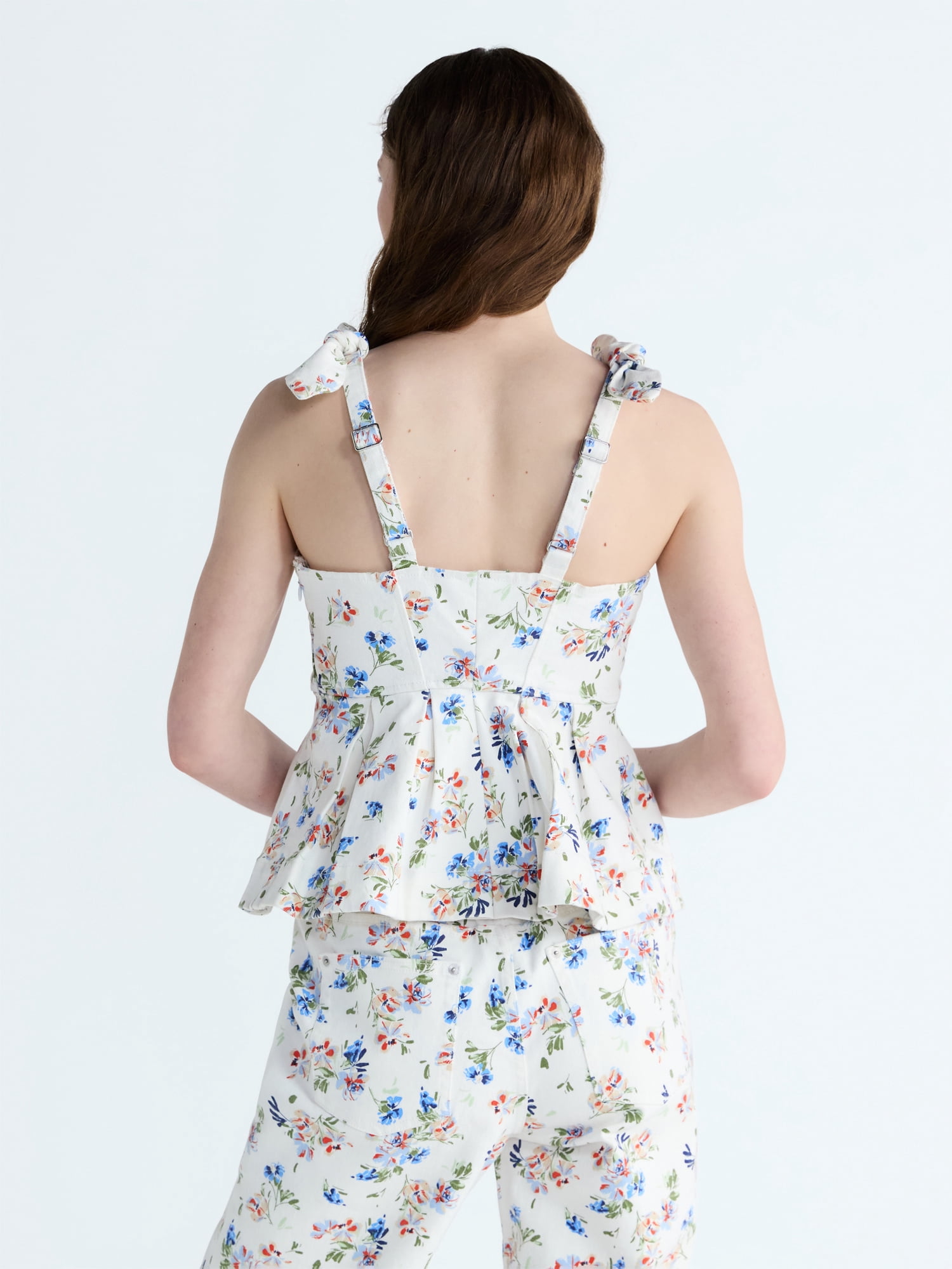 Free Assembly Women's Floral Sleeveless Peplum Top, Sizes XS-XXL
