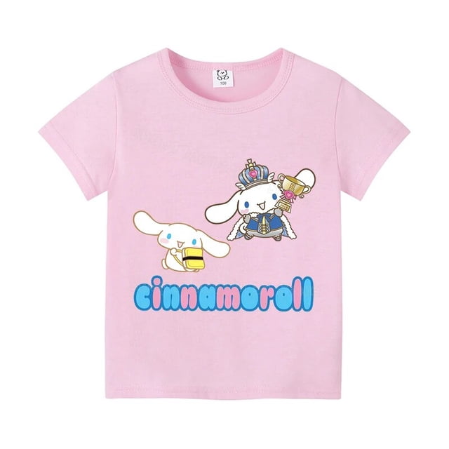 Cinnamoroll-Camiseta de Sanrio para niñas, ropa Kawaii de algodón, cómoda, Base de Anime