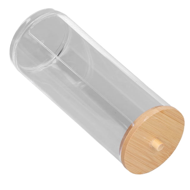 Dispensador de almohadillas de algodón para cosméticos, soporte para bastoncillos de algodón de maquillaje transparente, organizador, contenedores de almacenamiento redondos con cubierta