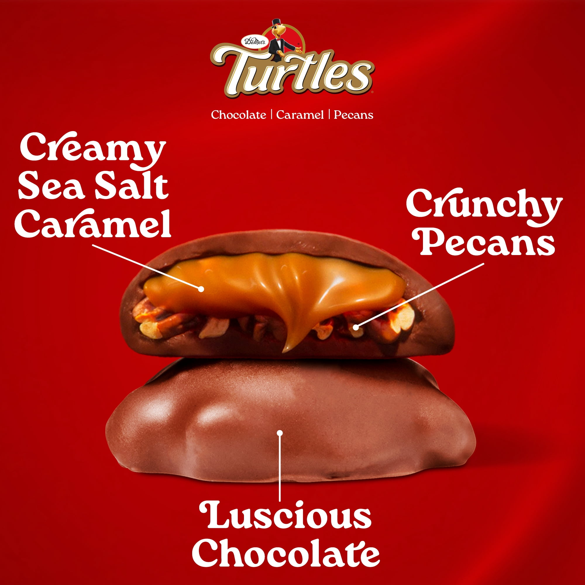 DeMet's Turtles Caramel Sea Salt Milk Chocolate Pecan Clusters, 3 Pieces, 1.76 oz