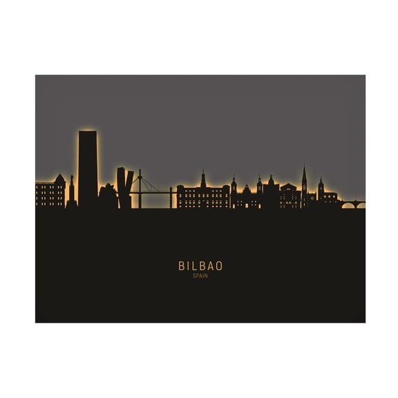 Michael Tompsett 'Bilbao Spain Skyline Glow II' Canvas Art