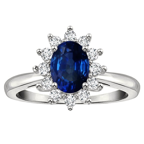 Star K � Classic Oval 7x5 Lady Diana Halo Genuine Sapphire Ring