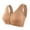 Coffee, variant on Women's Plus Size Ribbed Wireless Front Zipper Bras Fixed Molded Cups Wide Straps Breathable Comfort Shaping Bras