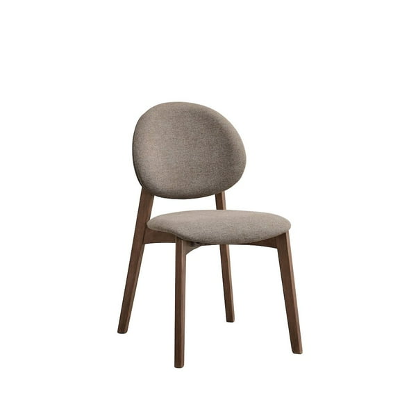 ACME Hadasa Linen Fabric/Wood Side Chair in Brown & Walnut (Set of 2)