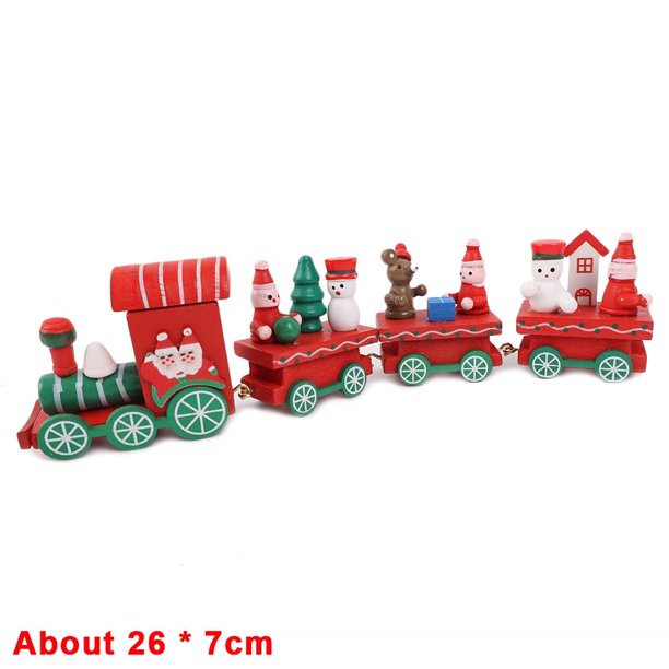 Tren de madera con adornos navideños, Decoración de Pastel de Papá Noel, Feliz Navidad, fiesta de año nuevo, Decoración de mesa, regalos para niños, juguetes