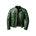 thumbnail image 2 of Men'S Distressed Brown Leather Jacket with Multiple Pockets for Winter Fashion Green XXXL, 2 of 6