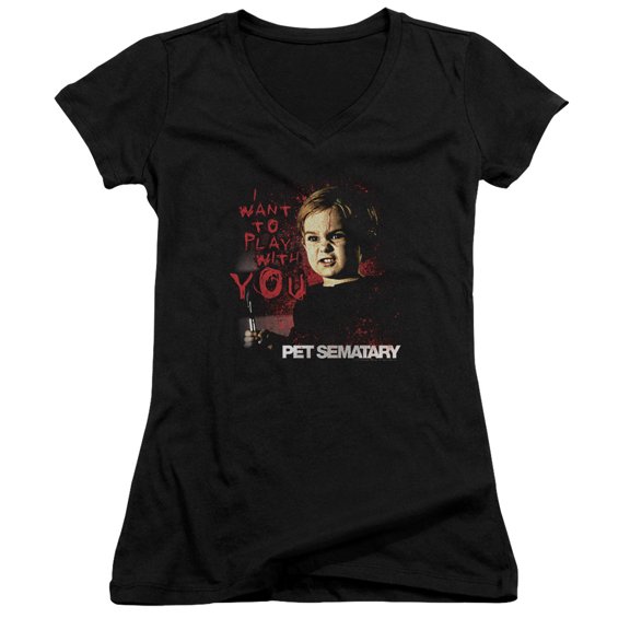 Pet Sematary I Want To Play Junior Women's V-Neck T-Shirt Black