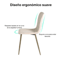 thumbnail image 4 of Sillas de Comedor Beige HOMEMAKE FURNITURE 4 Piezas Patas Doradas de Metal Escandinavo Minimalista, 4 of 6