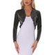 thumbnail image 1 of INSPIRE CHIC Chaqueta Bolero Ruffle Brillante de Manga Larga Elegante para Mujer en Negro y Plata S, 1 of 1
