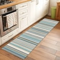 thumbnail image 2 of Light Blue Striped 2'x6' Runner Rugs for Hallway Kitchen Bedside Non Slip, Farmhouse Thin Line Modern Abstract Art Entryway Rug Runners with Rubber Backing, Long Carpet Runner for Laundry Room, 2 of 8