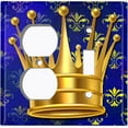 thumbnail image 2 of Metal Light Switch Wall Plate Outlet Cover (Queen Crown Blue Pattern - Single Duplex Single Toggle), 2 of 2