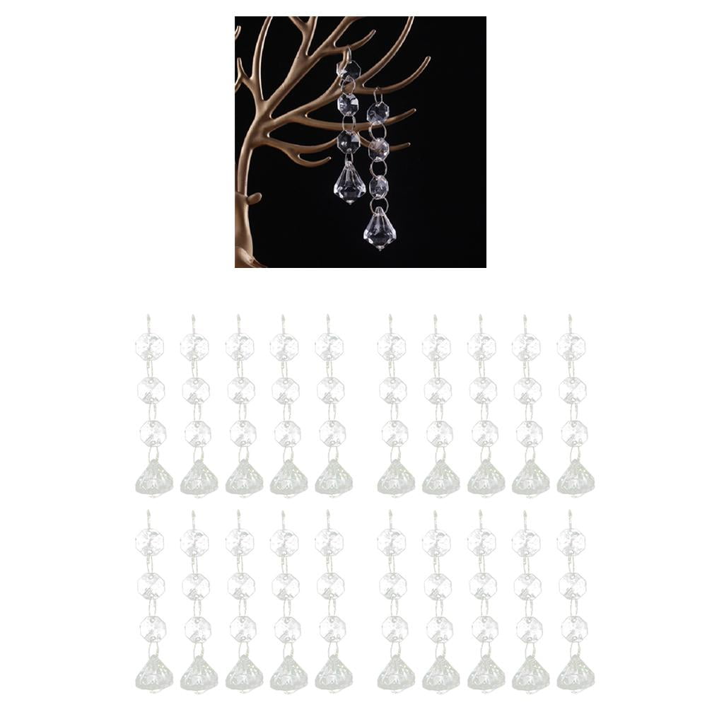 8 Pcs Clear Crystal Teardrop Pendants With Beads – 38mm Prisms For Chandeliers & Crafts - View #6