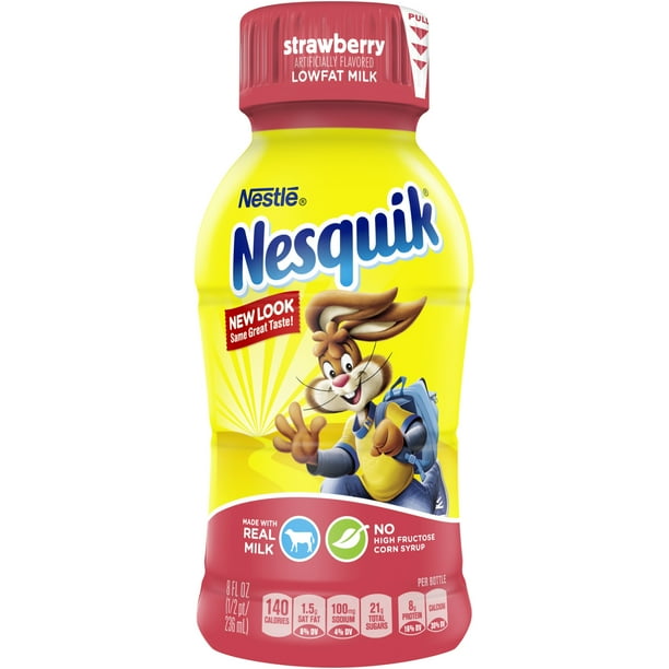 NESQUIK Strawberry Low Fat Milk 8 fl. oz.Bottle