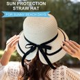 thumbnail image 5 of Harhinhe 56-58cm tiene circunferencia, sombrero de paja con lazo, sombrero de paja de verano para mujer, sombrero para el sol con ala grande, sombrero para el sol dividido, 5 of 5