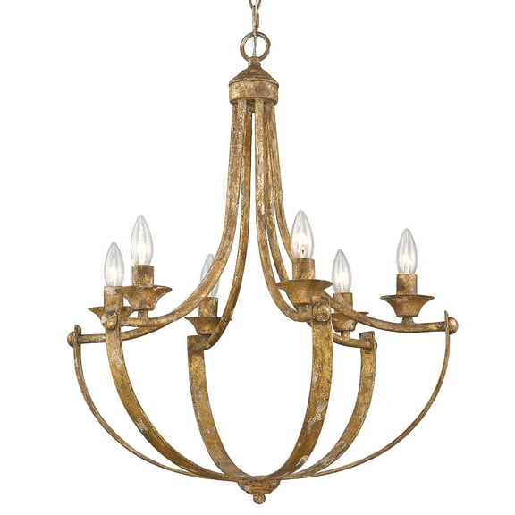 Golden Lighting Victoria Metal 6-Light Chandelier in Heirloom Gold