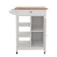 thumbnail image 2 of Gzxs Kitchen Island, Small Rolling Kitchen Cart with Open Storage Shelves, Dining Serving Utility Trolley on Wheels with Drawer & Cabinet, Towel Rack, Rubberwood Top, White+Natural, 2 of 9