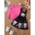 thumbnail image 4 of Suealasg Girls' Cat Print Fall Outfit Set 2-Piece - Long Sleeve Crewneck T-Shirt  A-Line Overalls (Toddler/Kids 1-4Y, Autumn School  Playdates), 4 of 9