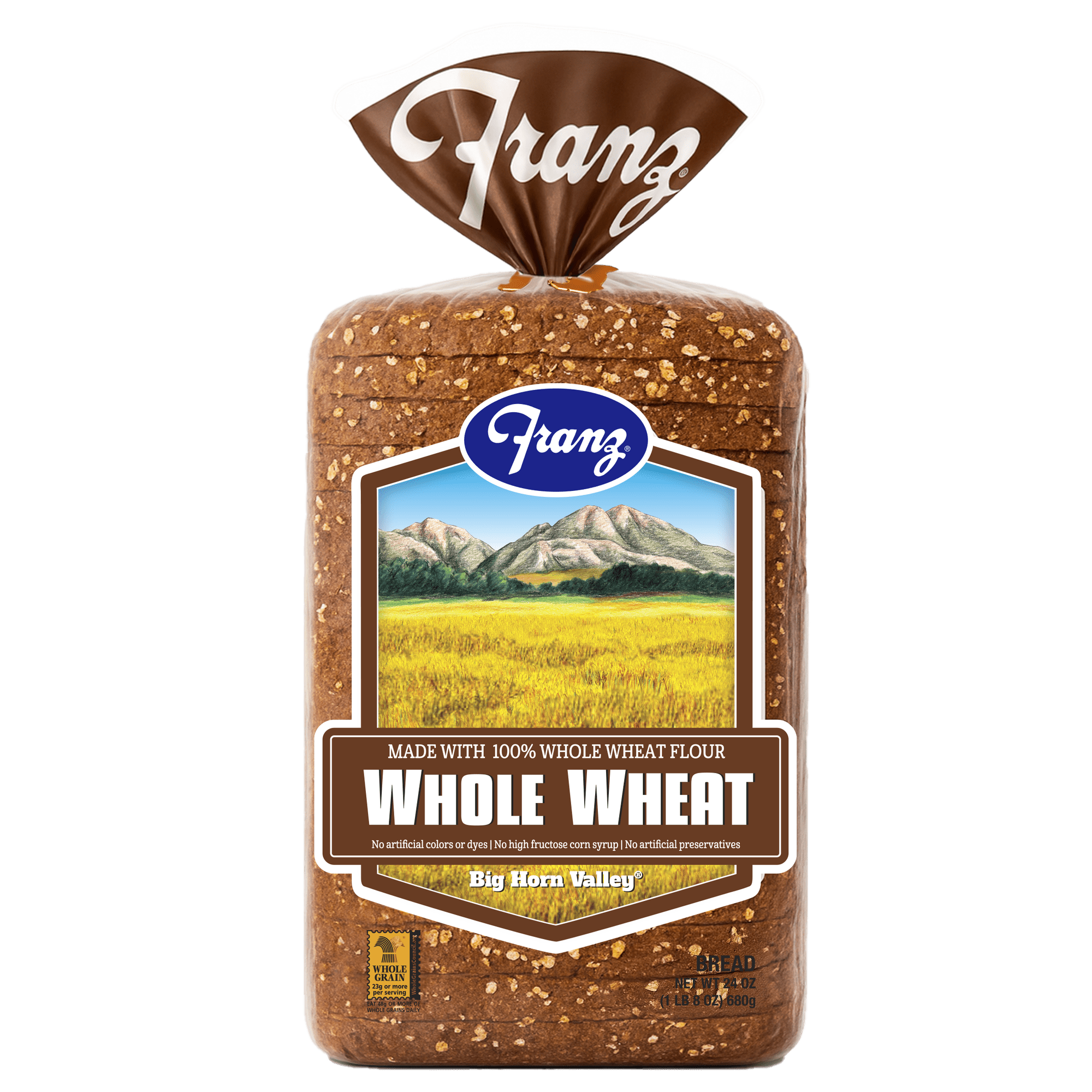 Franz Big Horn Valley Whole Wheat Made with 100% Whole Wheat Flour Bread Loaf, 24 oz