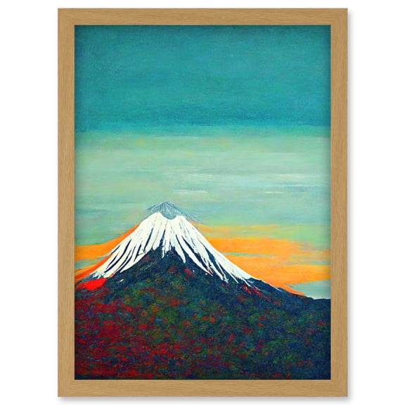 Mount Fuji Volcano Peak At Sunrise Artwork Framed Wall Art Print A4