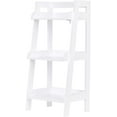 thumbnail image 4 of 3-Tier Ladder Shelf, Bathroom Shelf Freestanding, 3-Shelf Spacesaver Open Wood Shelving Unit, Ladder Shelf (White), 4 of 8