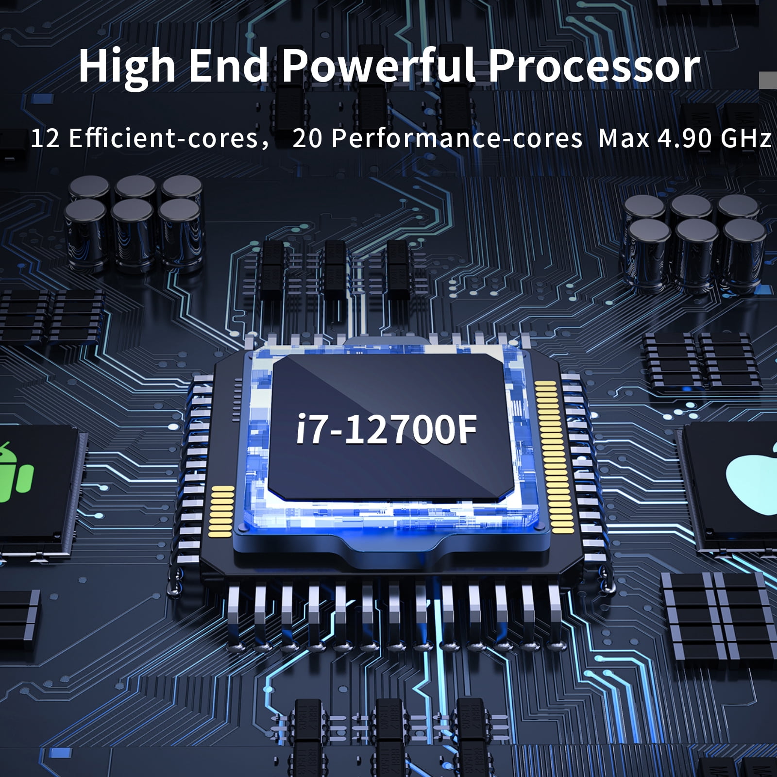 Thdeukoty Mini Gaming PC, 12th Gen Intel I7-12700F Up to 4.9GHz, Desktop Computer with Geforce RTX 3060, 64G DDR4 RAM 1T SSD, Wifi6, 8K@60Hz Four Display, Windows 11 Pro