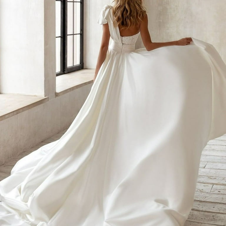 one shoulder flowy wedding dress 2021 Sexy One Shoulder Wedding Dress Mermaid Crepe Satin Simple Bridal Gowns for Women main image 0