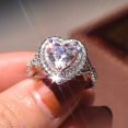 thumbnail image 4 of Womens Alloy Ring With White Crystal Heart Design Electroplated Fashion Jewelry Accessory With Crystal Sparkle, 4 of 7