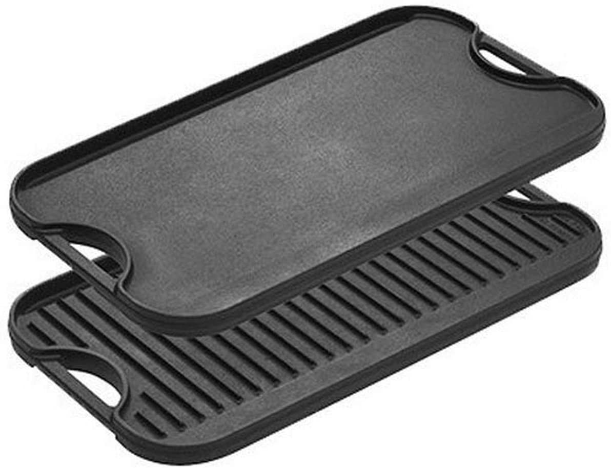 Lodge Pre-Seasoned One Cast Iron Reversible Grill/Griddle With Handles 20x10.5In 
