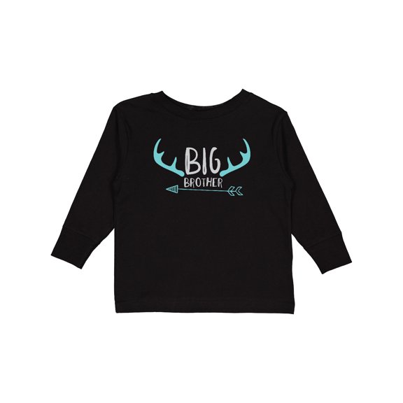 Inktastic Big Brother, Deer Antlers, Arrow - Blue Gray Boys Long Sleeve Toddler T-Shirt