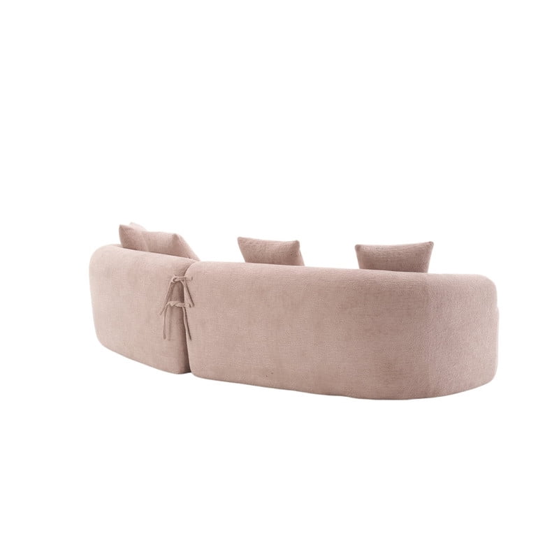 Curved Sectional Sofa with 4 Throw Pillows, Modern Luxury Chenille 4-Seater Cloud Couch with Deep Seat for Living Room, No Assembly Needed