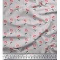 thumbnail image 1 of Soimoi Gray Japan Crepe Satin Fabric Leaf Floral Printed Craft Fabric by the Yard 44 Inch Wide, 1 of 3