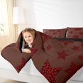 thumbnail image 3 of Manfei Retro Leopard Stars Print Queen Comforter Set,Playful Design Comforter Sets Queen,Brown Red,Black Reversible,3 Pieces,1 Comforter and 2 Pillowcases, 3 of 7