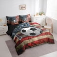 thumbnail image 2 of Erosebridal Teens Sport Soccer Gamer Twin Bedding Sets 7-Piece,Boys Abstract Ombre American Flag Bedding Comforter Set,Black Reversible, 2 of 6