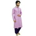 thumbnail image 3 of Atasi Men's Purple Kurta Pyjama Set Long Cotton Tunic Shirt Ethnic Wear-Medium, 3 of 7