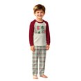 thumbnail image 3 of Merry Bright Letter Print Matching Christmas Pajamas for Family, Burgundy Raglan Top & Plaid Pants, Cozy Christmas Pjs for Holiday Photo, 3 of 5