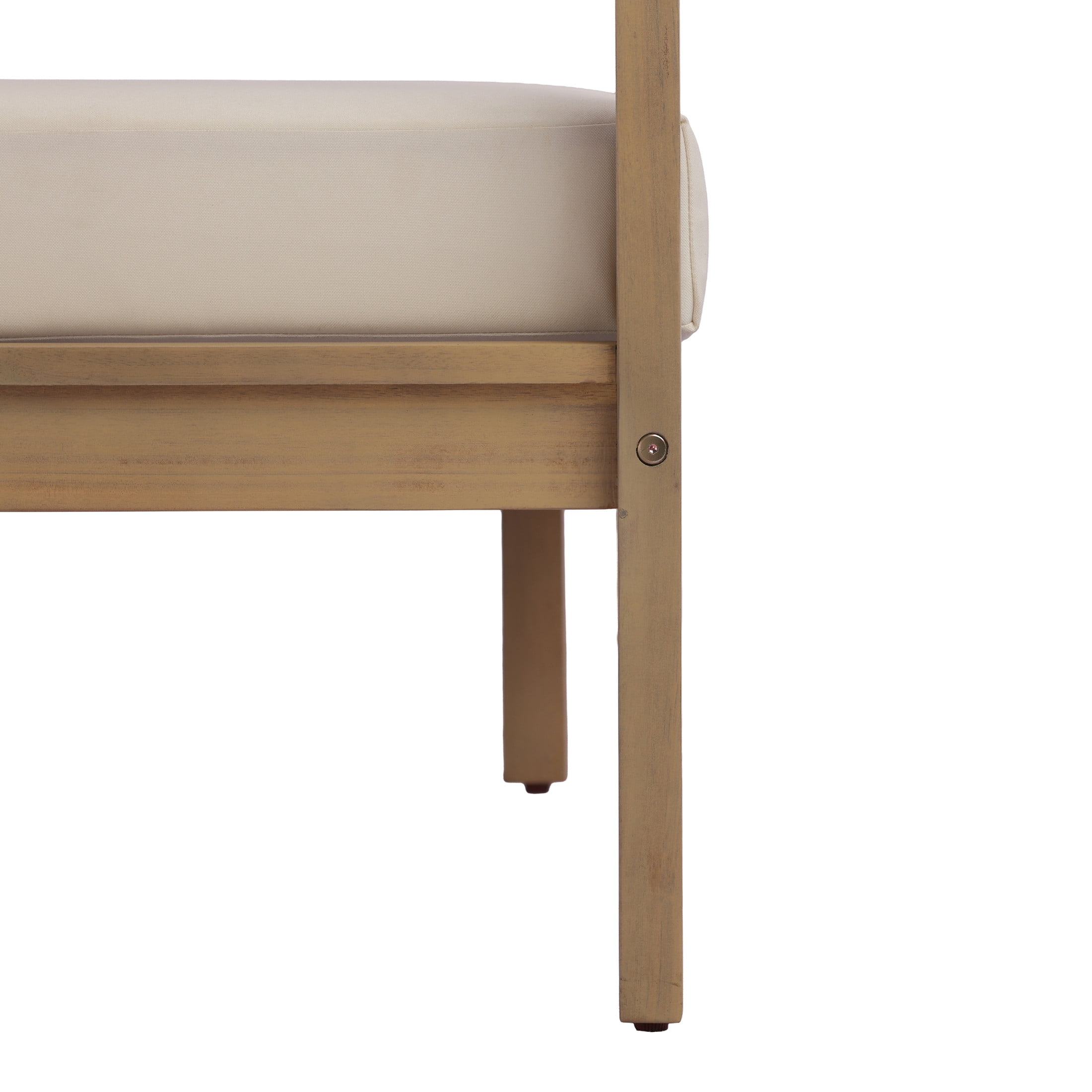Christopher Knight Home Outdoor 3-Seater Sofa with Slatted Back and Cushions, Light Teak + Cream