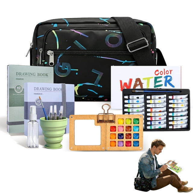 Set de acuarelas JayuEra de 24 colores mini con bolsa de viaje