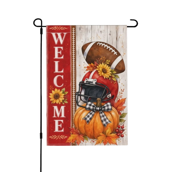 Garden Flag 12x18 Inch Fall Football Pumpkin Sunflower Outdoor Decor Banner