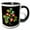 Black/White, variant on 3drose, Futuristic Floral Morning Glory Abstract Art, 15oz Two-tone Blue Mug