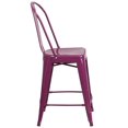 thumbnail image 3 of 24'' High Crystal Teal-Blue Metal Indoor-Outdoor Counter Height Stool with Back, 3 of 9