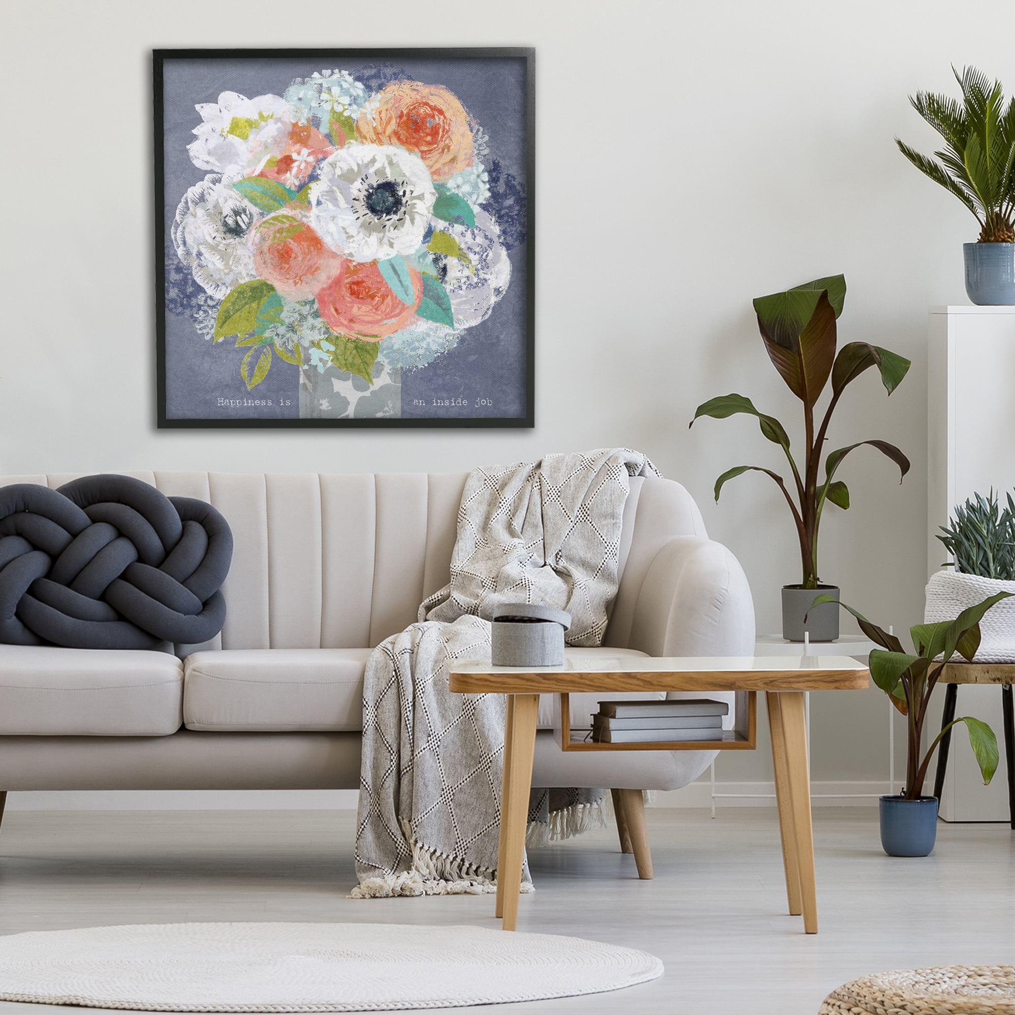 Stupell Industries Happiness Is An Inside Job Black Framed Giclee Art, design by Suzanne Nicoll