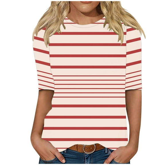 Fashion Shirts Tops for Womens Plus Size Half Sleeves Casual Shirts Pullover Loose Blouse
