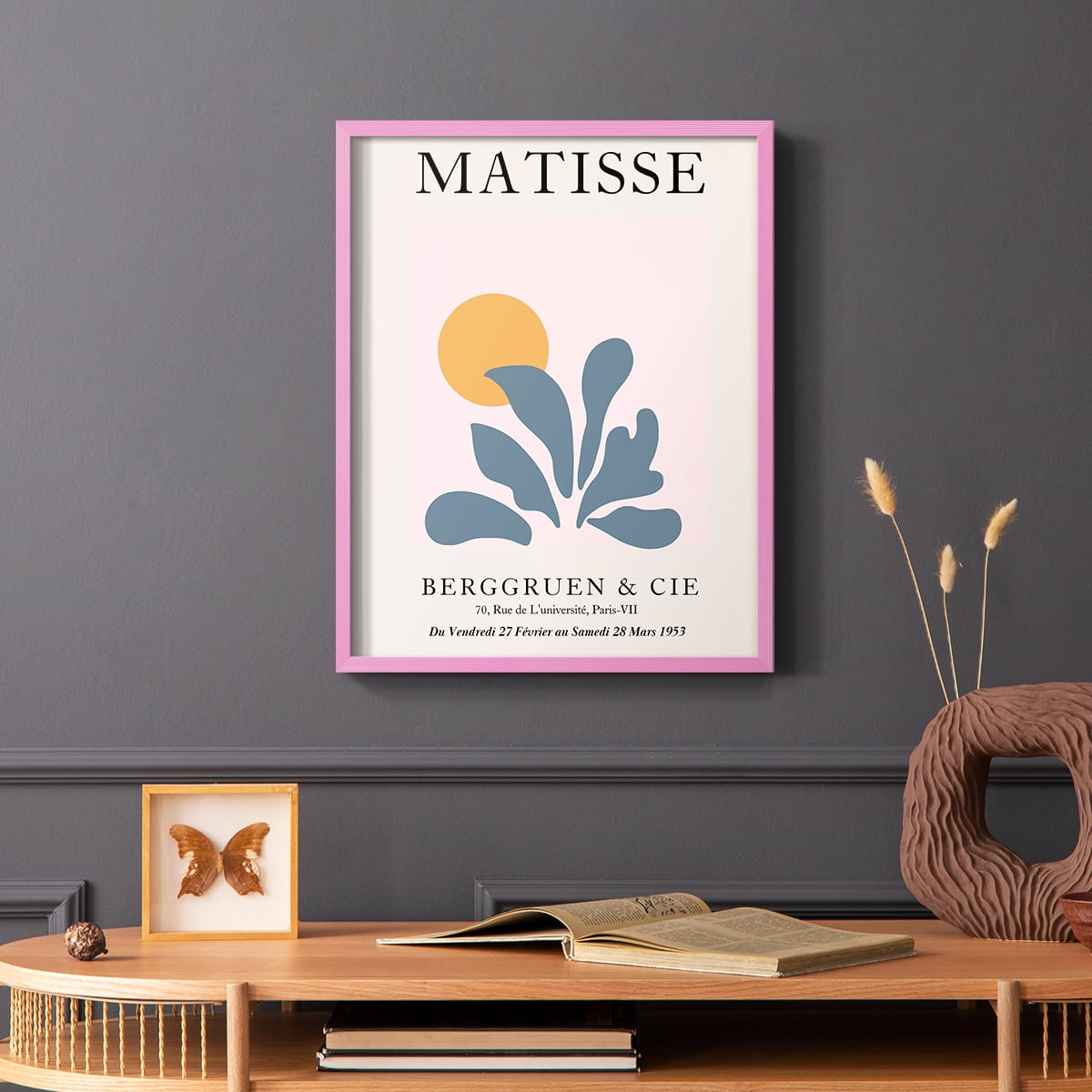 Matisse DVIII Framed Print in Pink Solid Wood Framed Print No Nail Hanging