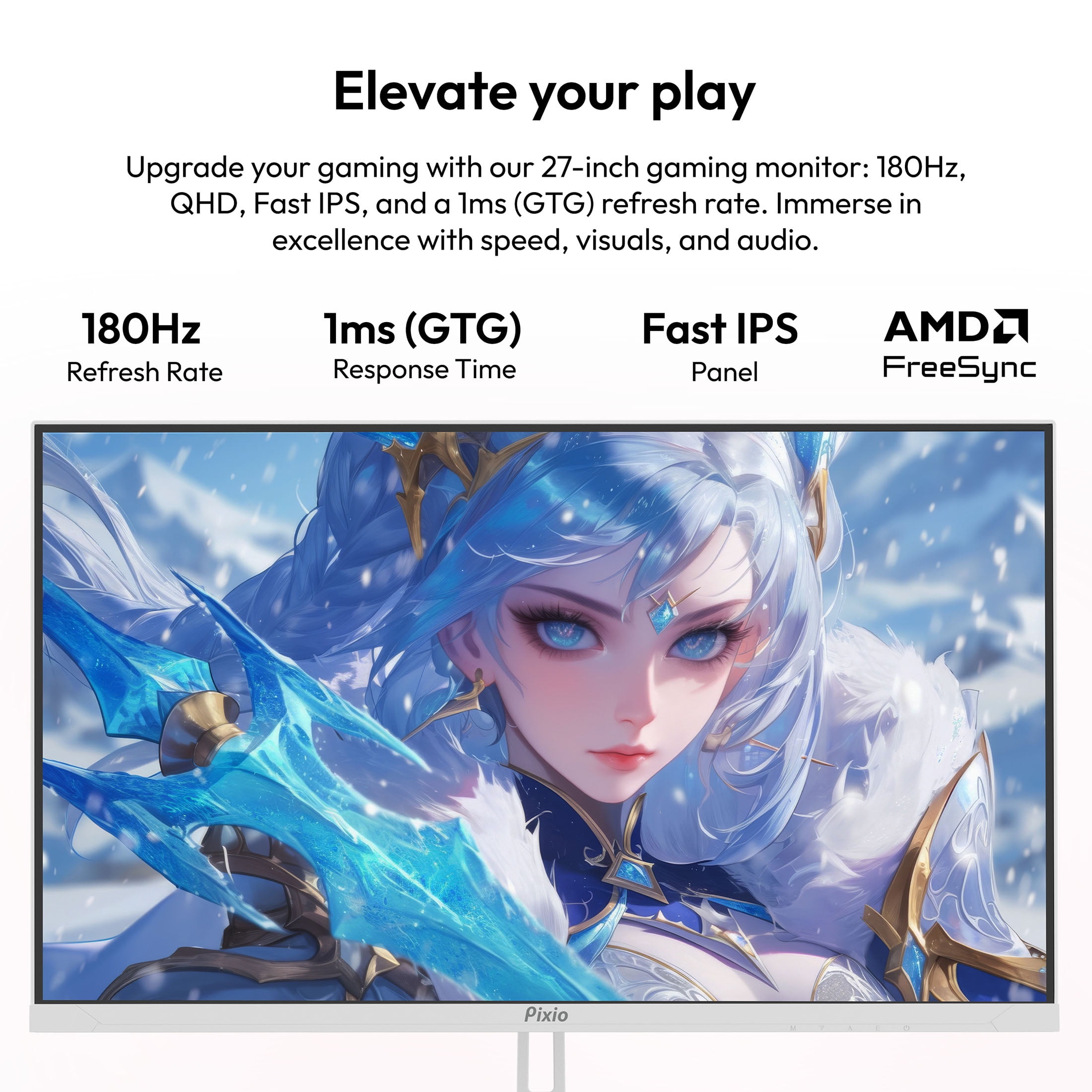 Pixio, Gaming Monitor, PX278 Wave White, 27 inch 180Hz QHD