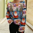 thumbnail image 4 of Women's Fashion Long Sleeve Christmas Snowman Snowflake Print Pullover, Soft Lightweight Regular Fit, Daily Party Vacation Jeans Leggings Matching L Blue, 4 of 5