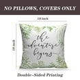 thumbnail image 2 of LALILO Throw Pillow Covers Frame With Quote Adventure Green Leaves Floral Cushion Cover 18" x 18", 2 Pack, 2 of 6