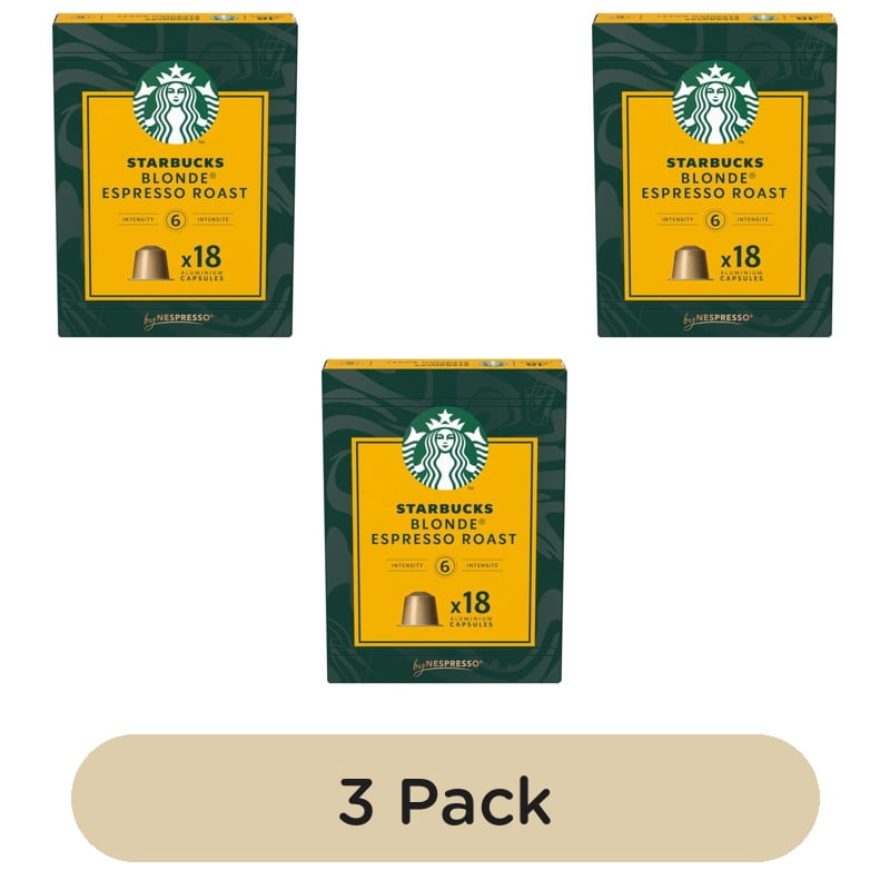Starbucks by NESPRESSO Blonde Espresso Roast Coffee Pods, 18 pods per pack, British Import (Pack of 3)